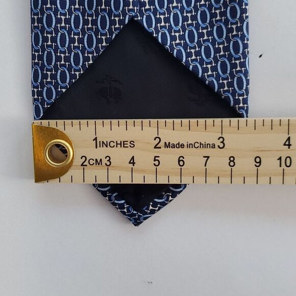 NWT BROOKS BROTHERS 346 SILK CHAIN LINK MEN'S TIE NAVY BLUE OFFICE WORK - Picture 6 of 6